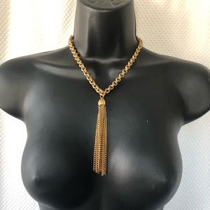 French Kande gold tone tassel necklace